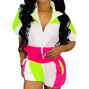 Cropped Neon windbreaker set